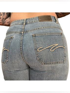 Y2K Nevada Embroidered Bootcut Jeans 12 | Mid Rise Stretch, Zip Pocket